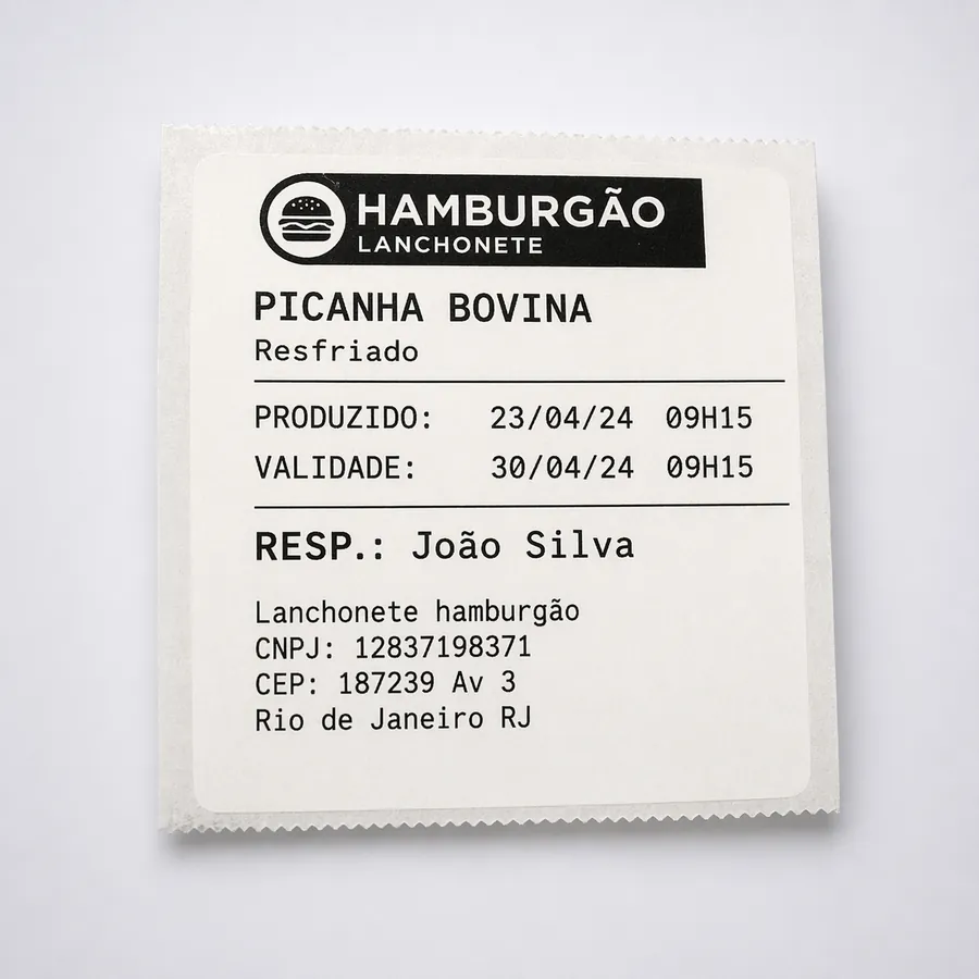Etiqueta de validade para item de producao